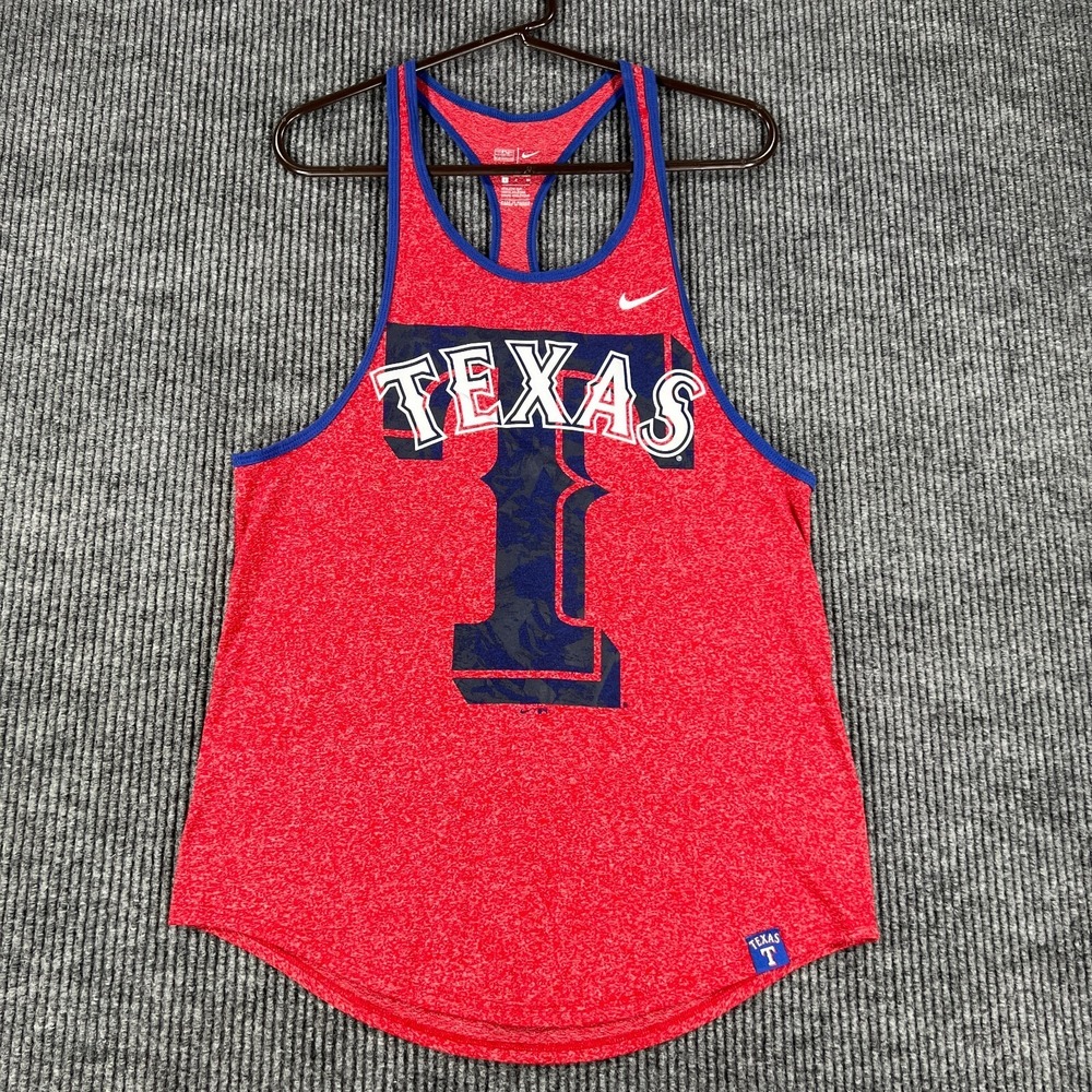 Texas Rangers Shirt Nike Womens Small Red Sleeveless Tank Top Athletic Cut MLB